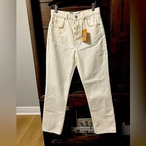 Reformation Cynthia High Rise Straight Jeans White Size 27, New With Tags